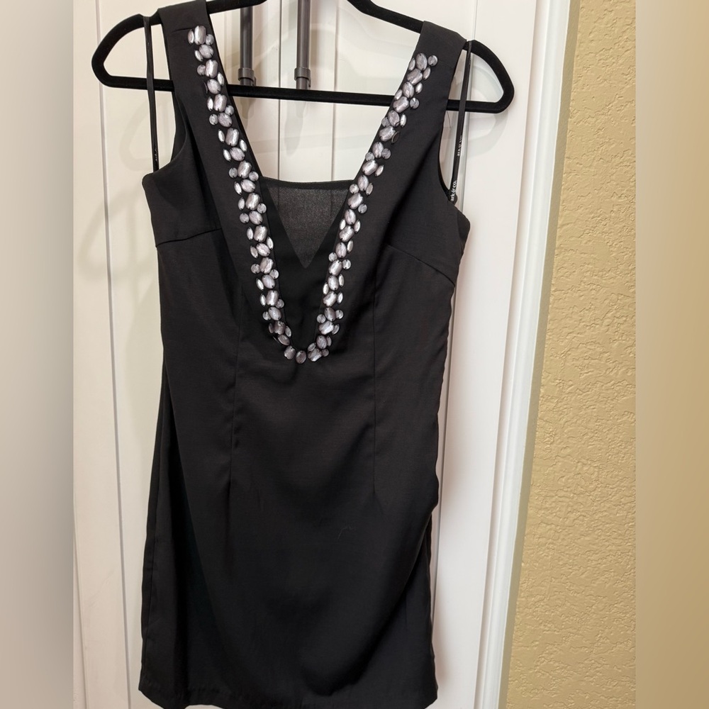Ark & Co Black Mini Dress with Silver Embellishments Size:Small